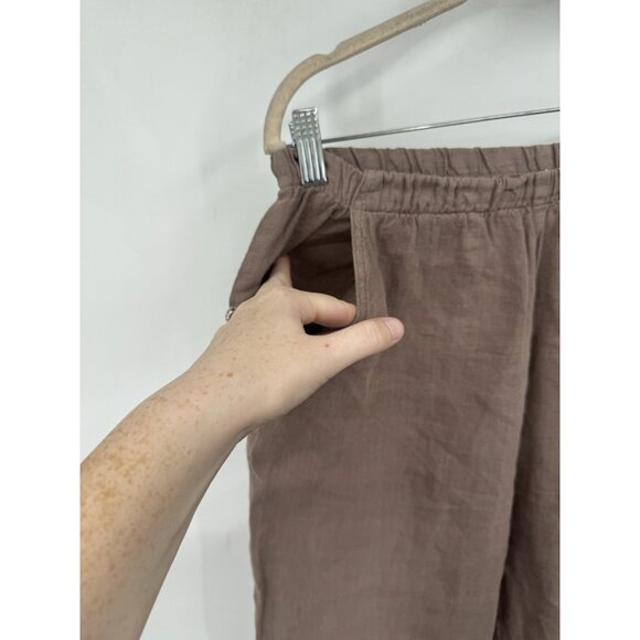 Match Point 100% Linen USA Made Wide Leg Pant Women M Brown Lagenlook Minimalist - Picture 5 of 7